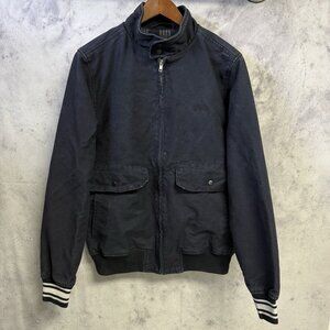 Vintage Stussy Bomber Jacket Mens Large 23x27.5 Blue Canvas Streetwear Zip